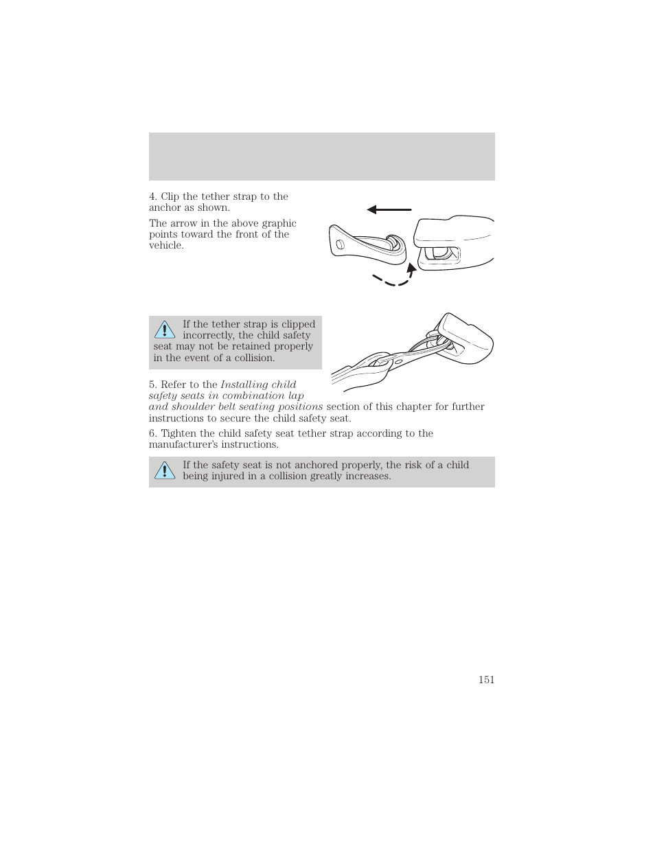 Seating and safety restraints | FORD 2002 Escape v.1 User Manual | Page 151 / 280