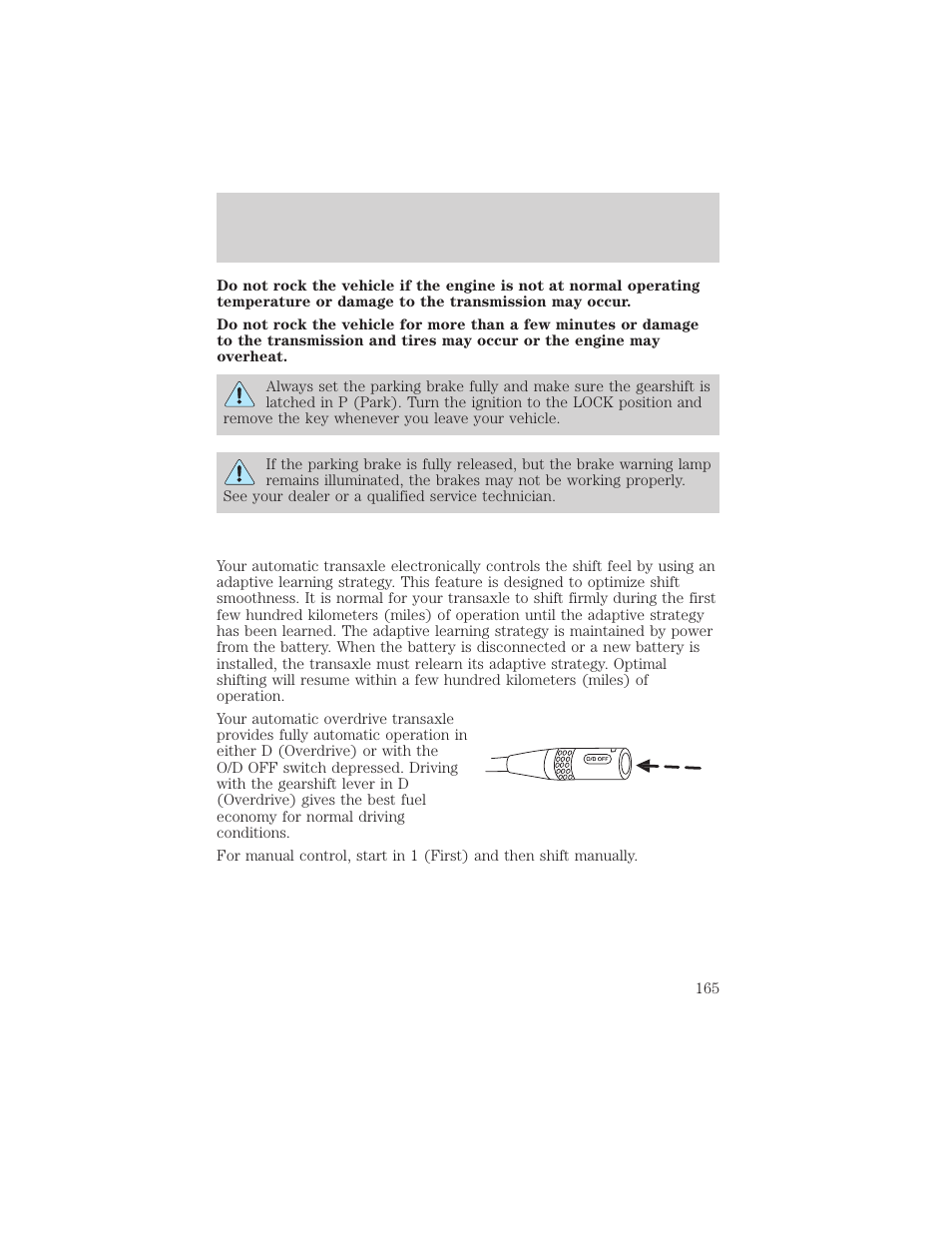 Driving | FORD 2002 Escape v.1 User Manual | Page 165 / 280