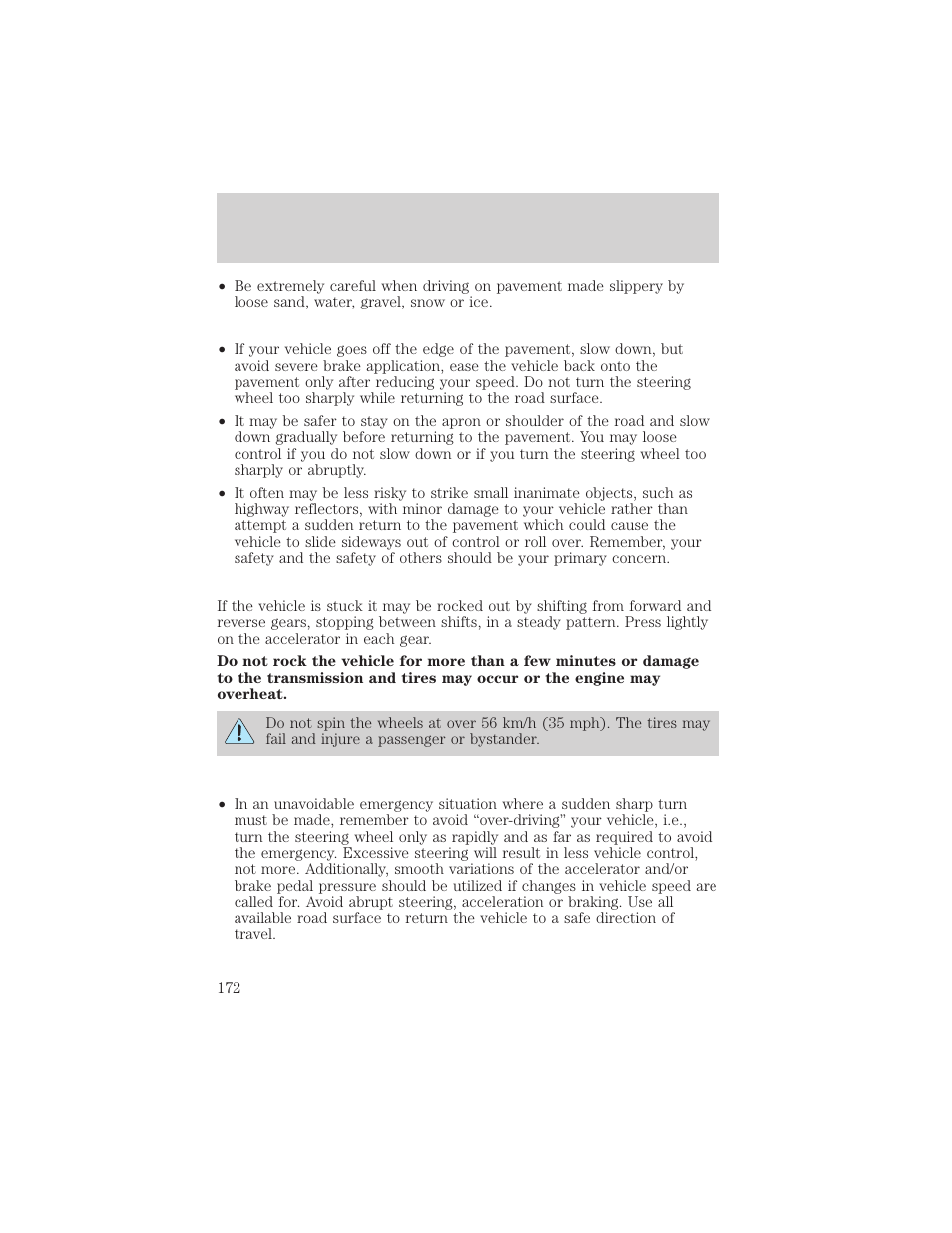 Driving | FORD 2002 Escape v.1 User Manual | Page 172 / 280