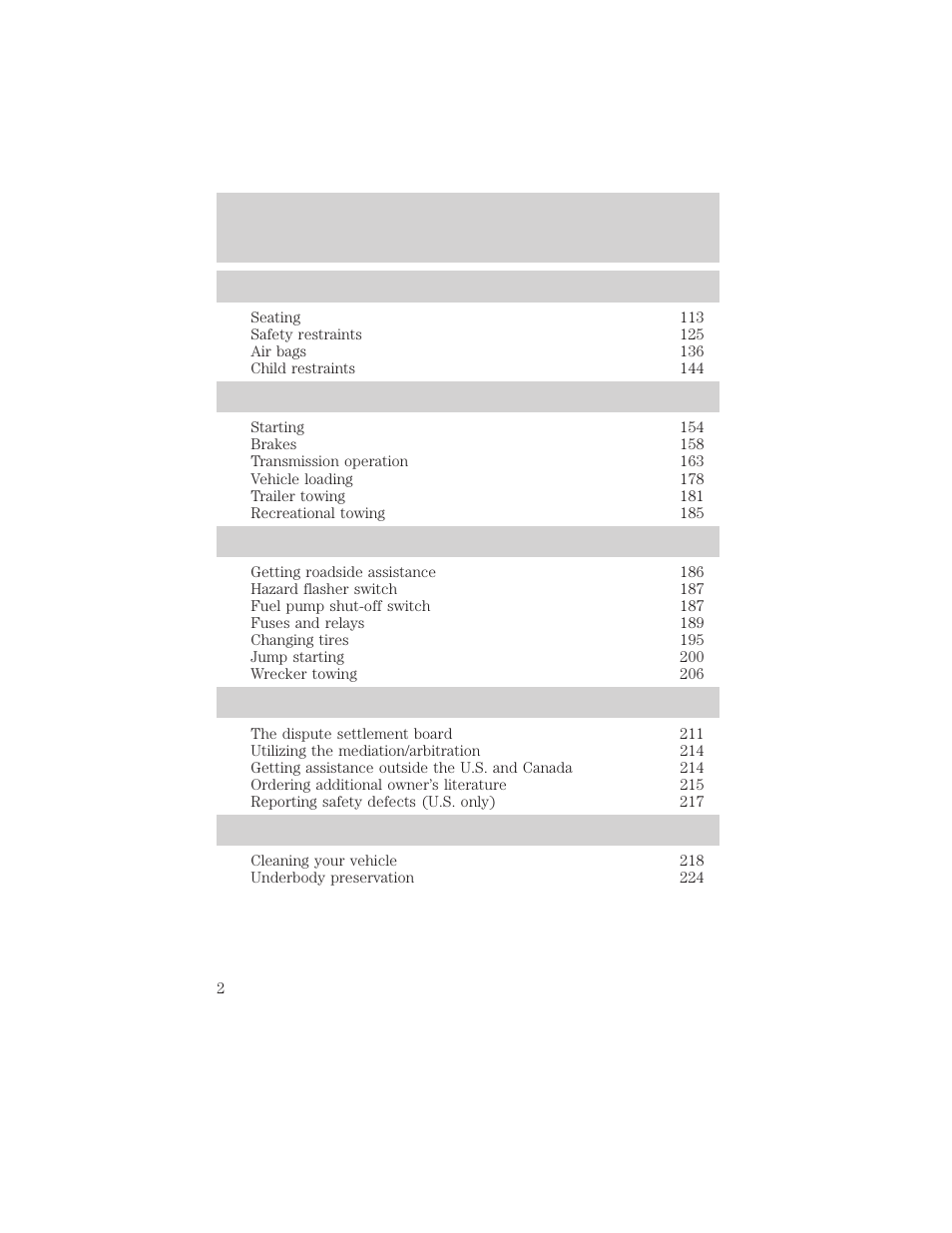 FORD 2002 Escape v.1 User Manual | Page 2 / 280