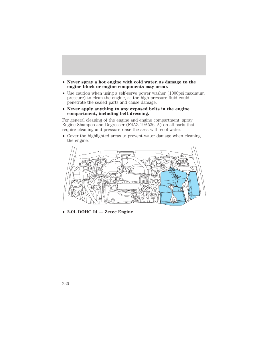 Cleaning | FORD 2002 Escape v.1 User Manual | Page 220 / 280