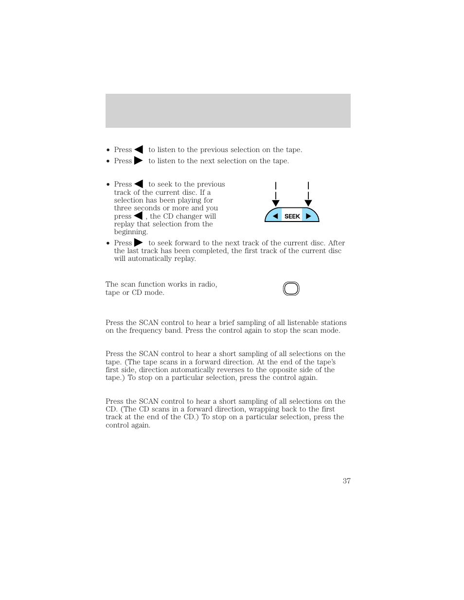 Entertainment systems | FORD 2002 Escape v.1 User Manual | Page 37 / 280