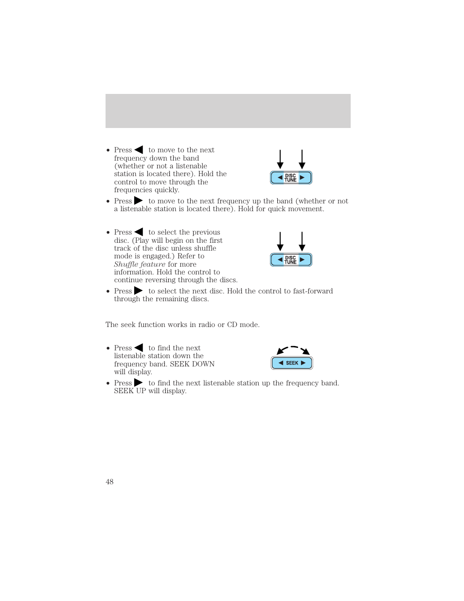 Entertainment systems | FORD 2002 Escape v.1 User Manual | Page 48 / 280