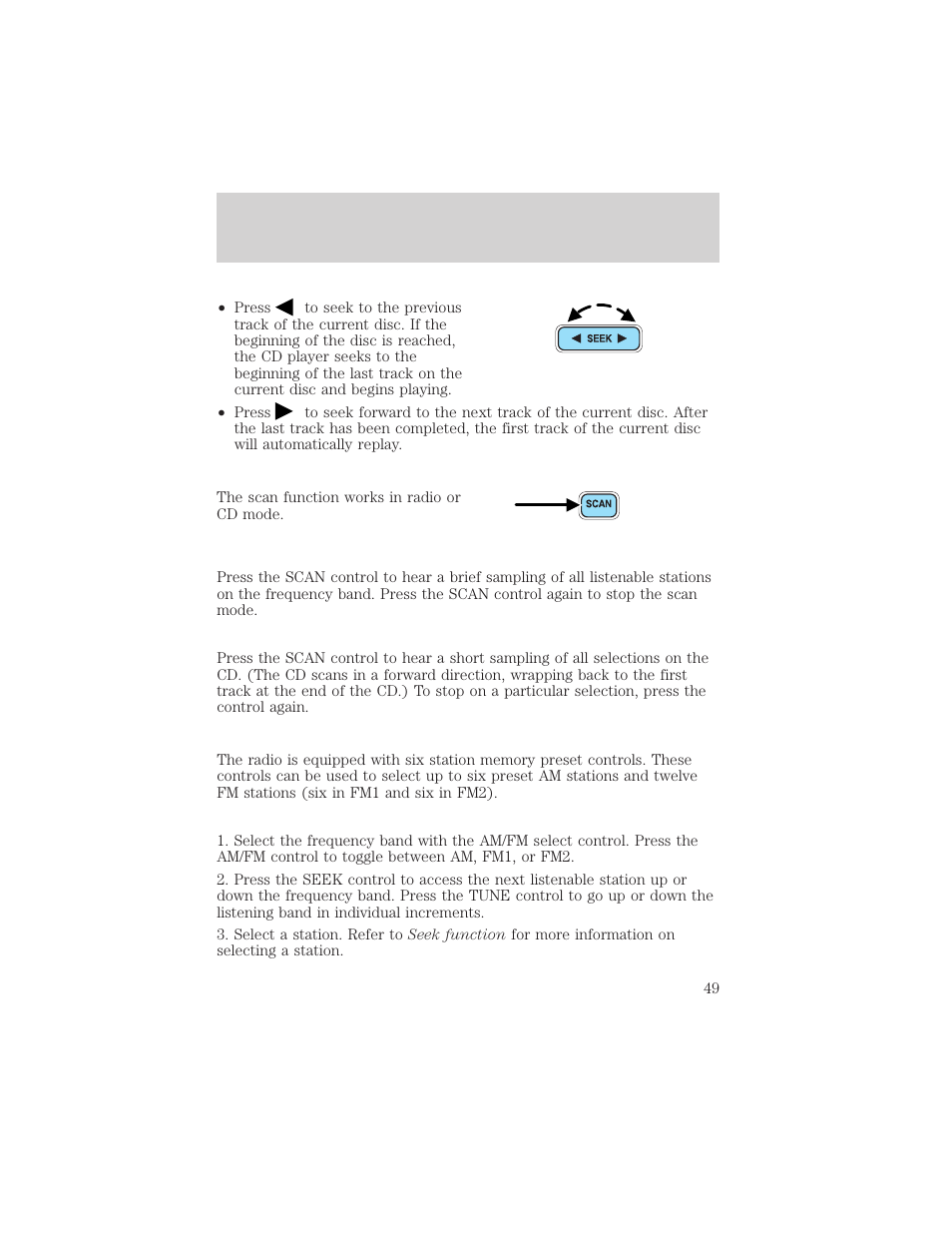 Entertainment systems | FORD 2002 Escape v.1 User Manual | Page 49 / 280