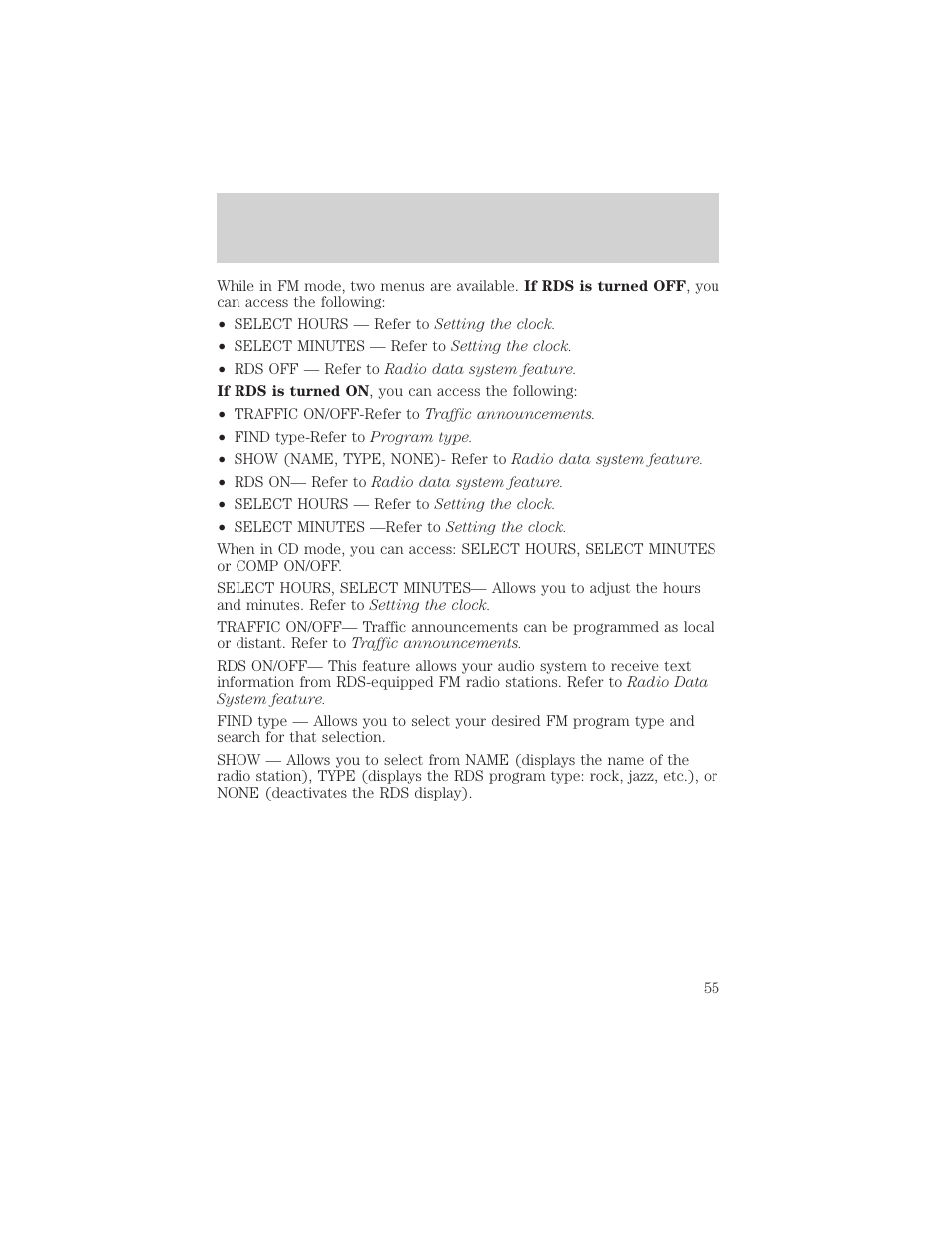 Entertainment systems | FORD 2002 Escape v.1 User Manual | Page 55 / 280