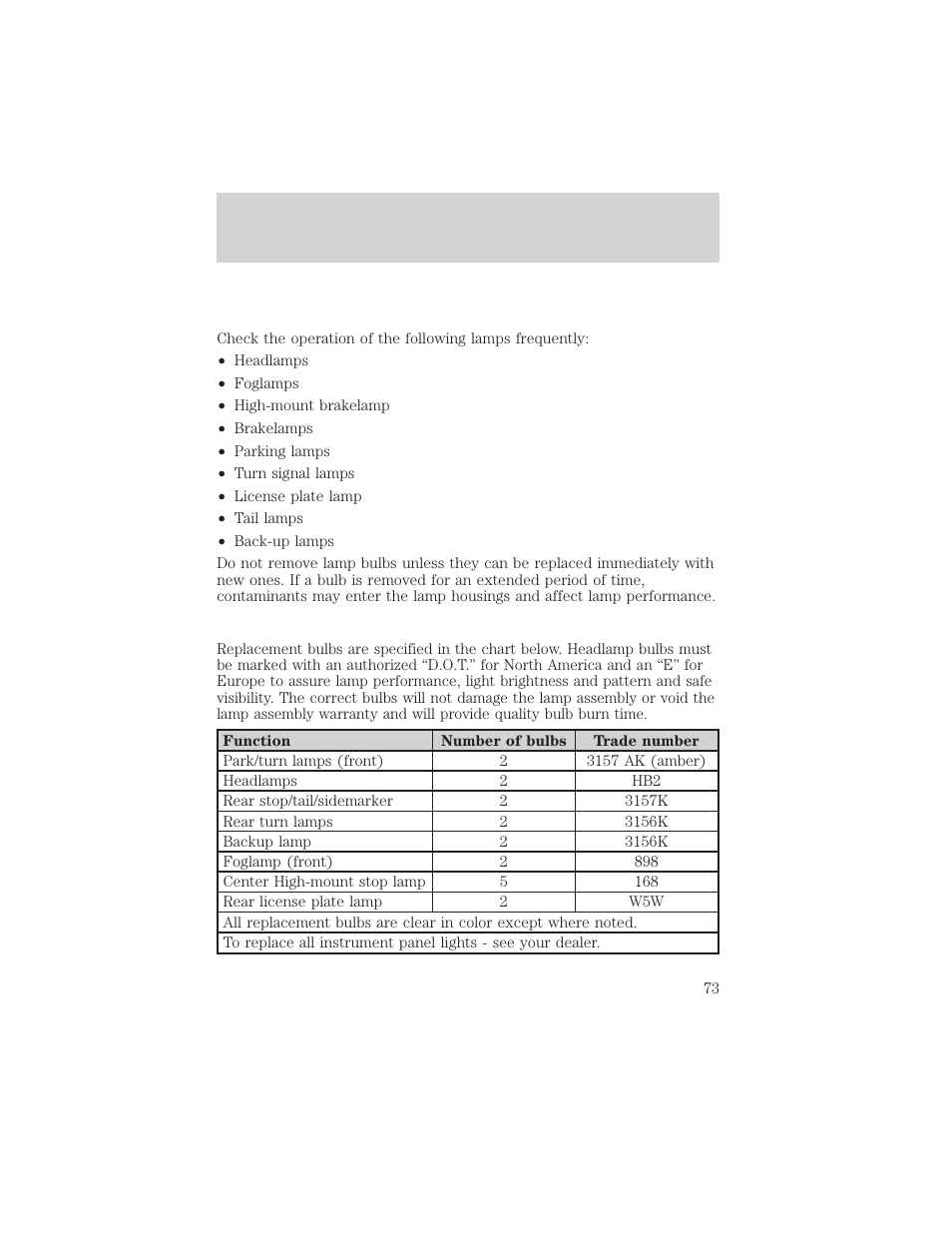 Lights | FORD 2002 Escape v.1 User Manual | Page 73 / 280