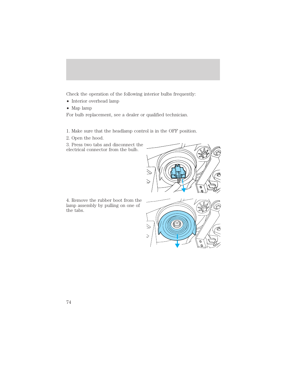 Lights | FORD 2002 Escape v.1 User Manual | Page 74 / 280