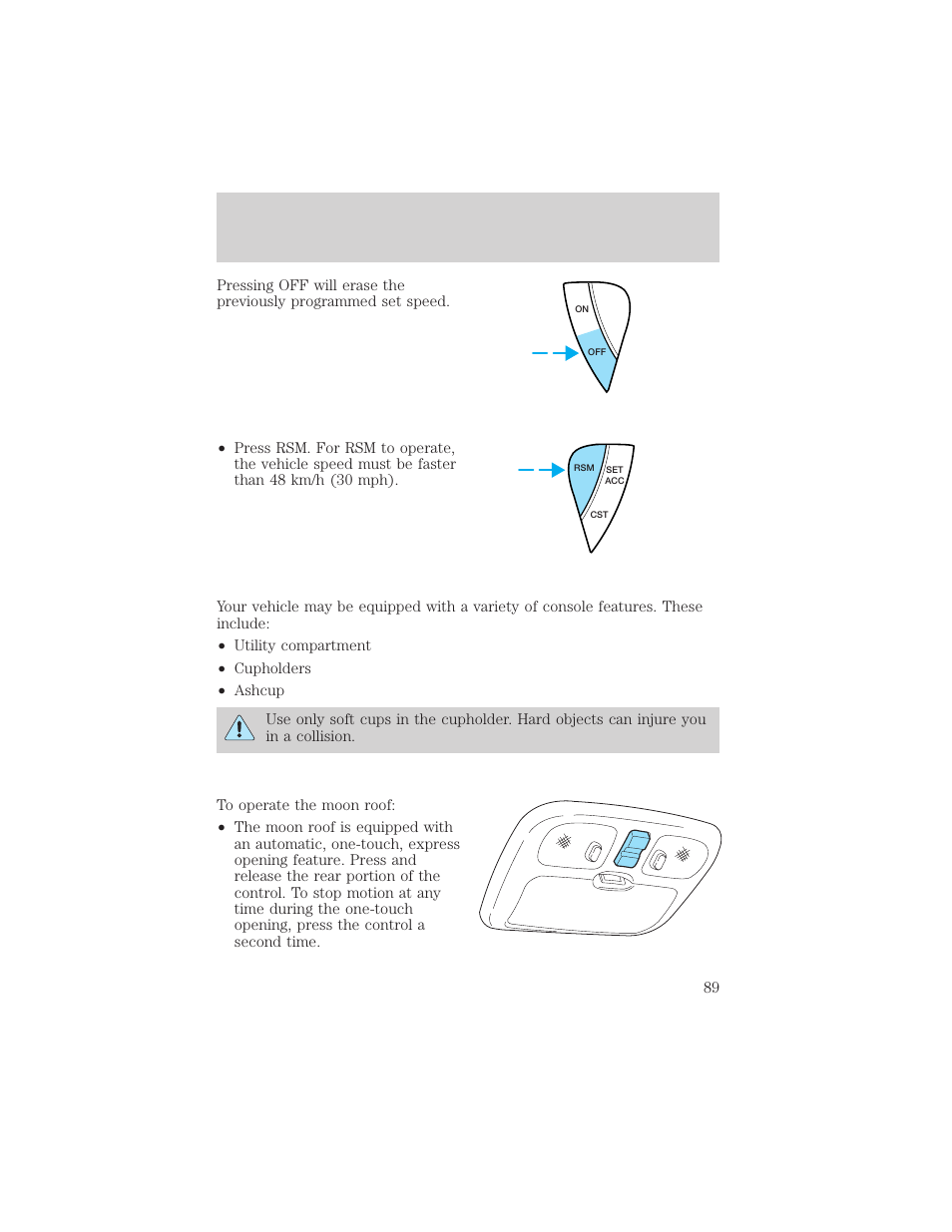 Driver controls | FORD 2002 Escape v.1 User Manual | Page 89 / 280