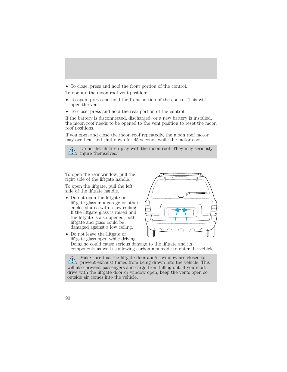 Driver controls | FORD 2002 Escape v.1 User Manual | Page 90 / 280