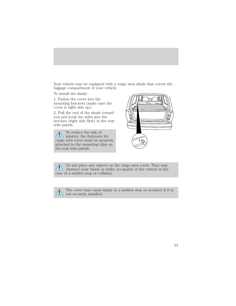 Driver controls | FORD 2002 Escape v.1 User Manual | Page 91 / 280