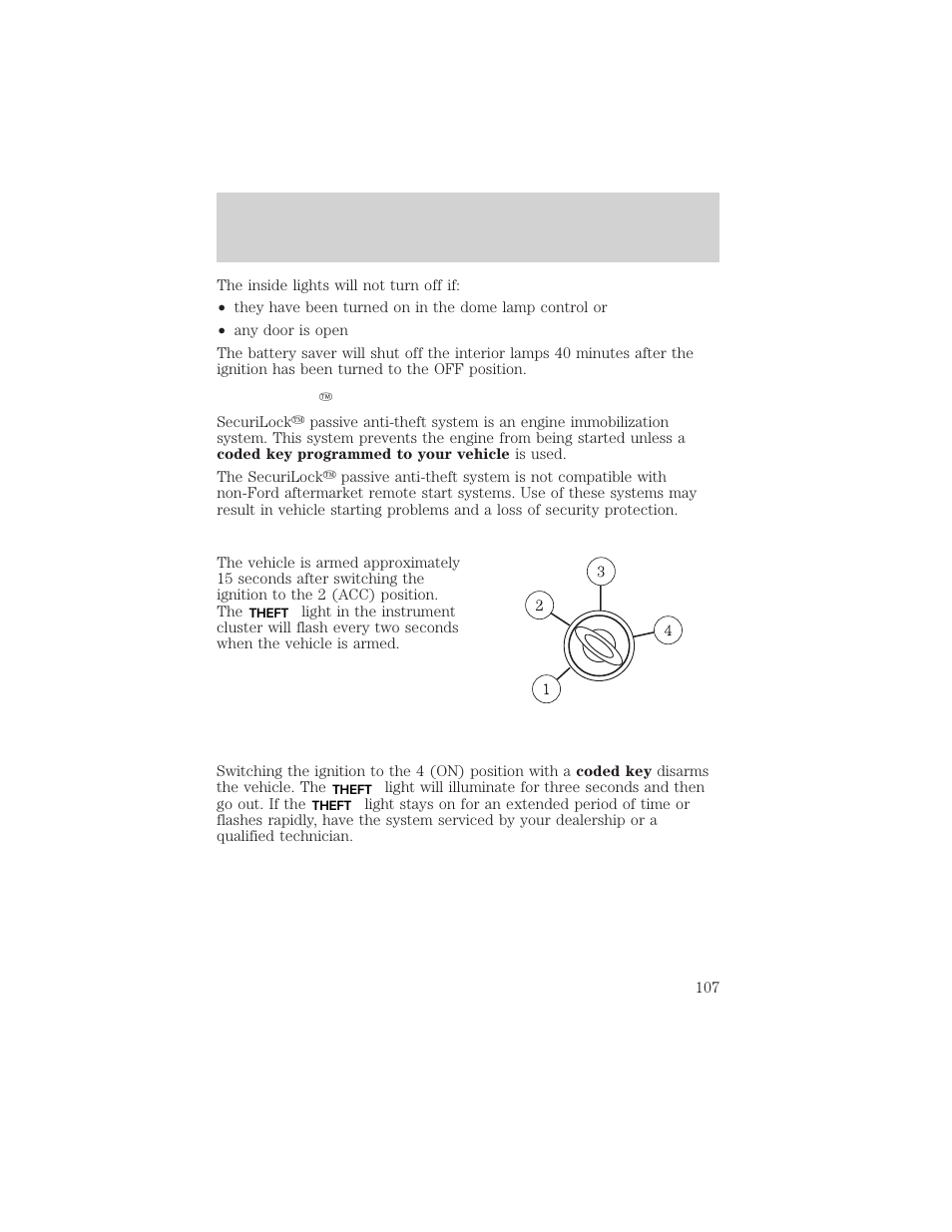 Locks and security | FORD 2002 Escape v.2 User Manual | Page 107 / 280