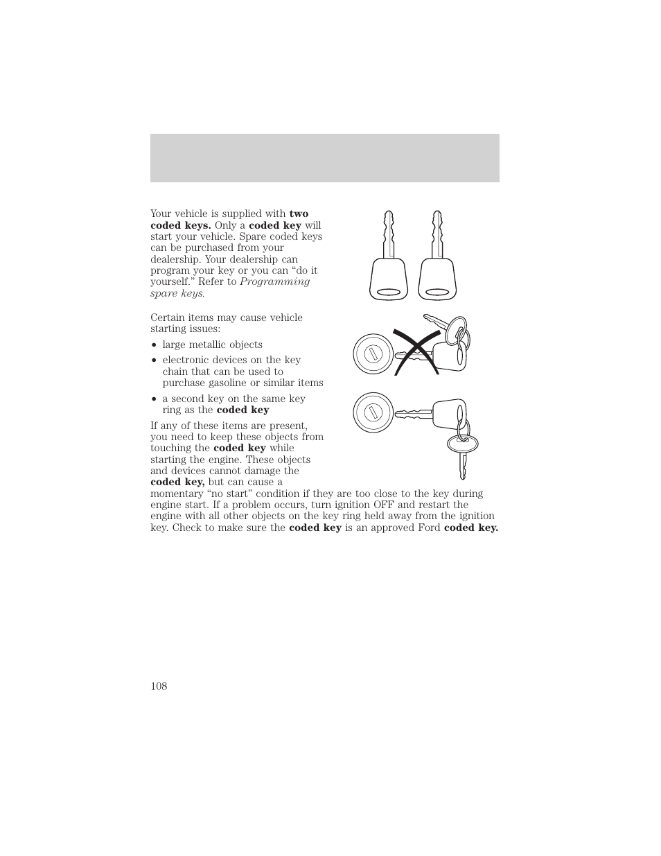 Locks and security | FORD 2002 Escape v.2 User Manual | Page 108 / 280