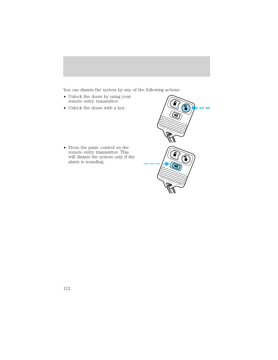 Locks and security | FORD 2002 Escape v.2 User Manual | Page 112 / 280