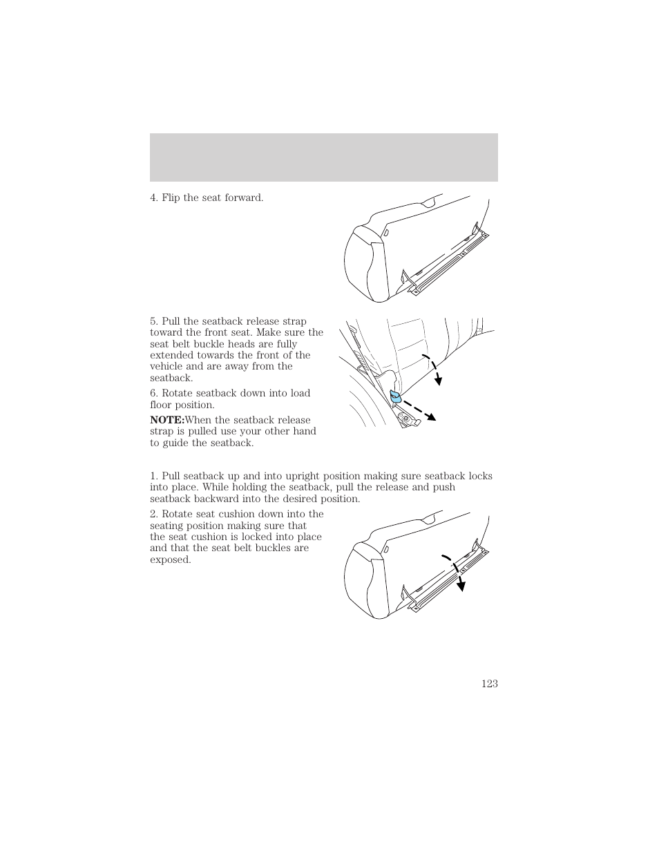 Seating and safety restraints | FORD 2002 Escape v.2 User Manual | Page 123 / 280