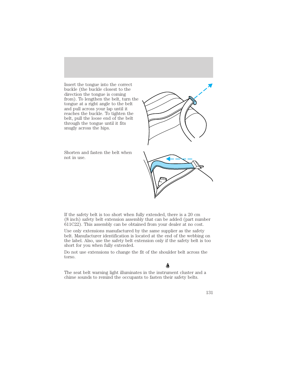 Seating and safety restraints | FORD 2002 Escape v.2 User Manual | Page 131 / 280