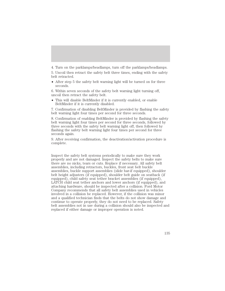 Seating and safety restraints | FORD 2002 Escape v.2 User Manual | Page 135 / 280
