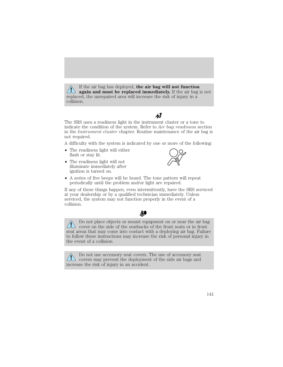 Seating and safety restraints | FORD 2002 Escape v.2 User Manual | Page 141 / 280
