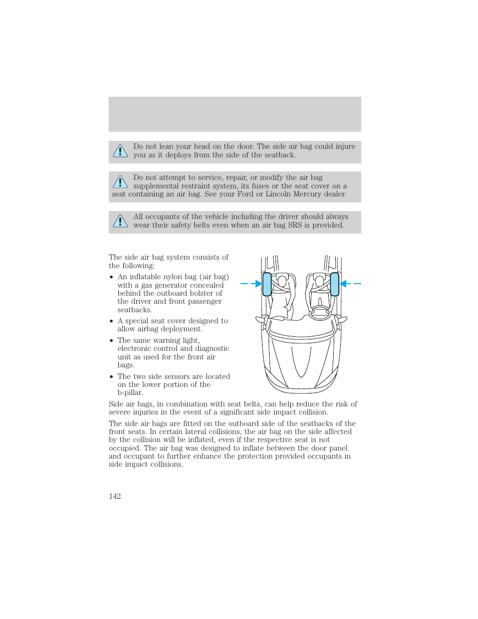 Seating and safety restraints | FORD 2002 Escape v.2 User Manual | Page 142 / 280