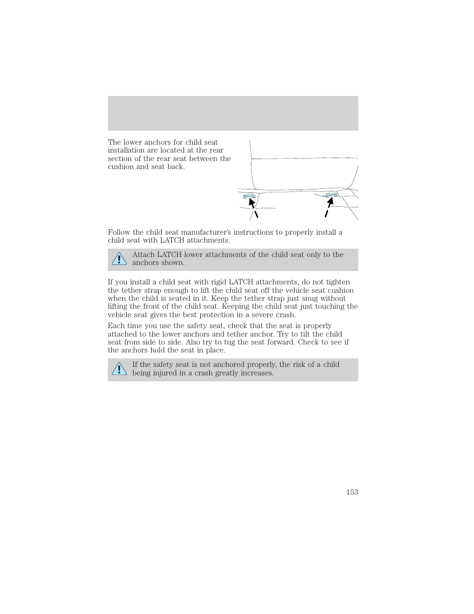 Seating and safety restraints | FORD 2002 Escape v.2 User Manual | Page 153 / 280