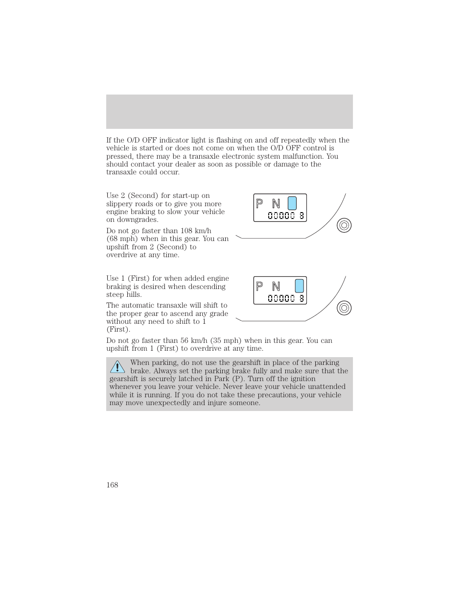 R d 2 1, Driving | FORD 2002 Escape v.2 User Manual | Page 168 / 280