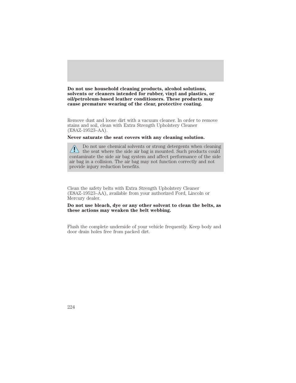 Cleaning | FORD 2002 Escape v.2 User Manual | Page 224 / 280