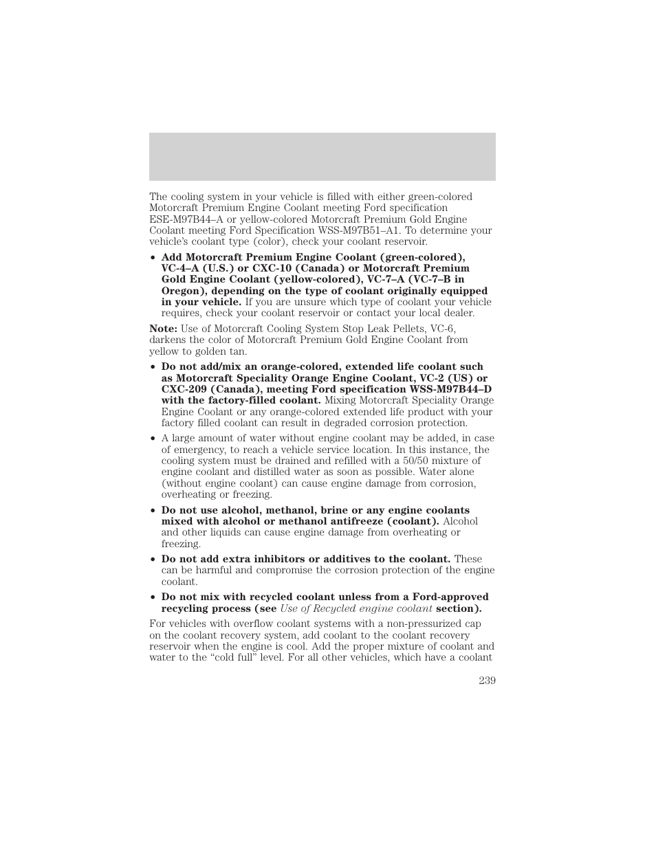 Maintenance and specifications | FORD 2002 Escape v.2 User Manual | Page 239 / 280