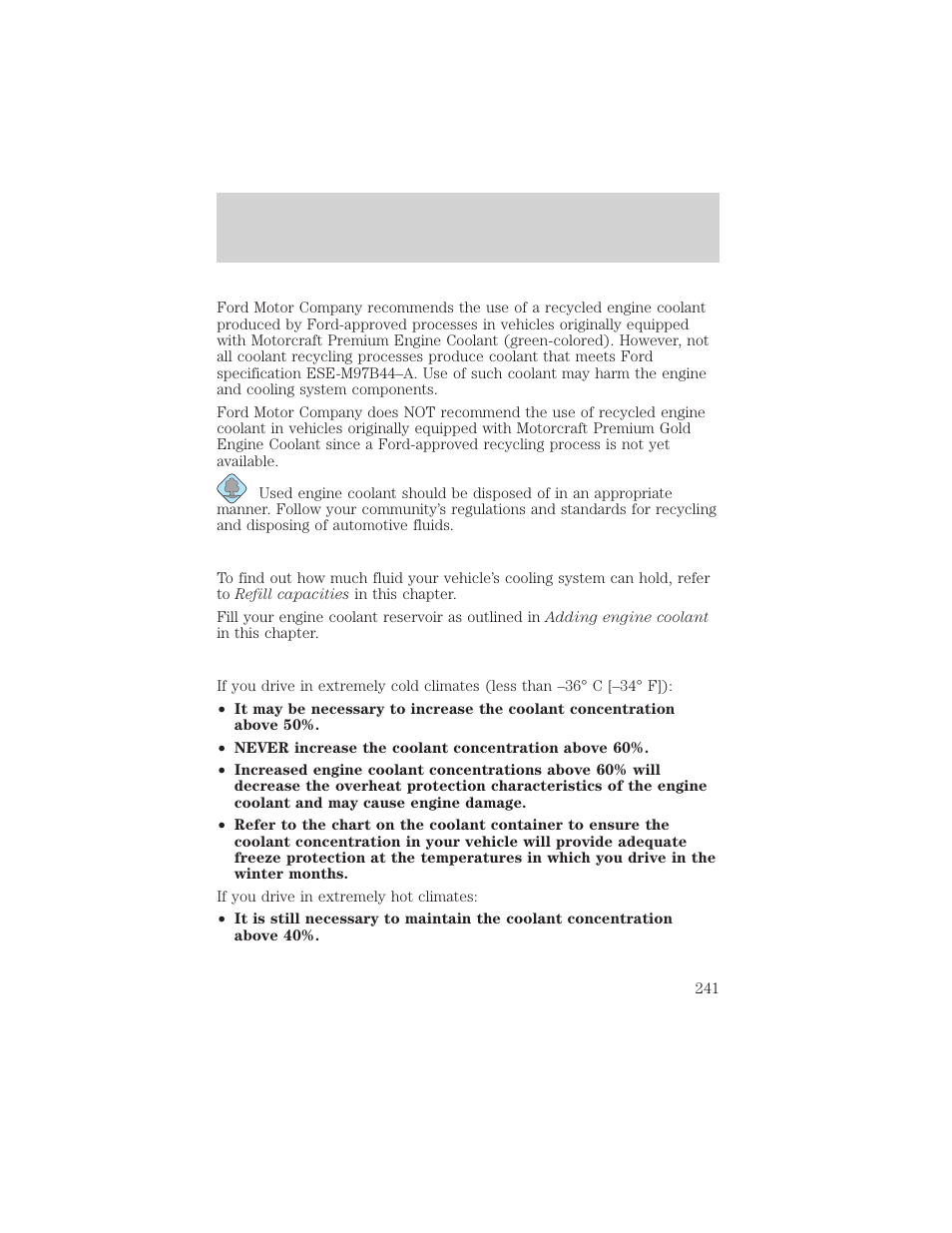 Maintenance and specifications | FORD 2002 Escape v.2 User Manual | Page 241 / 280