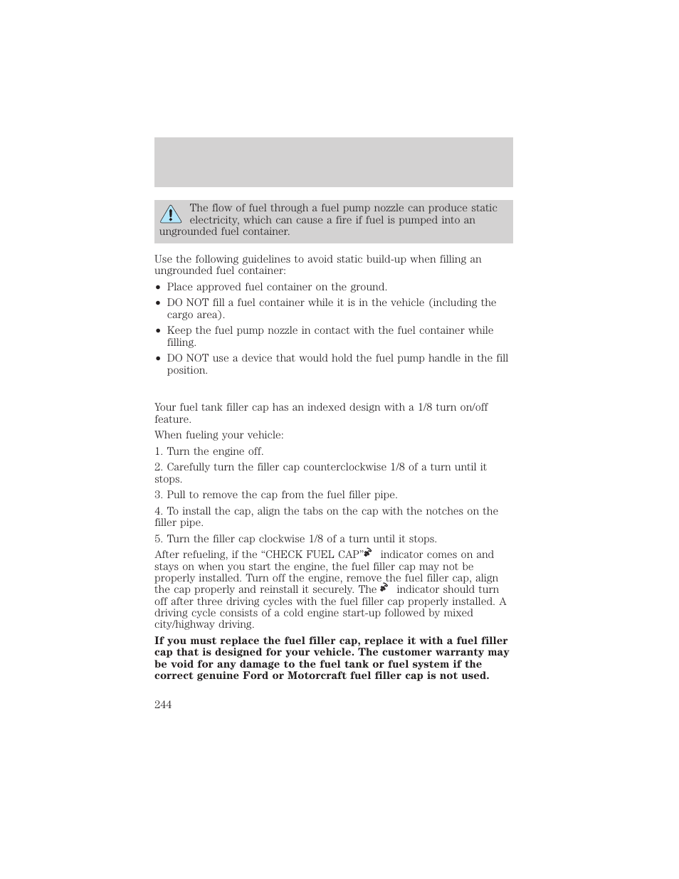 Maintenance and specifications | FORD 2002 Escape v.2 User Manual | Page 244 / 280