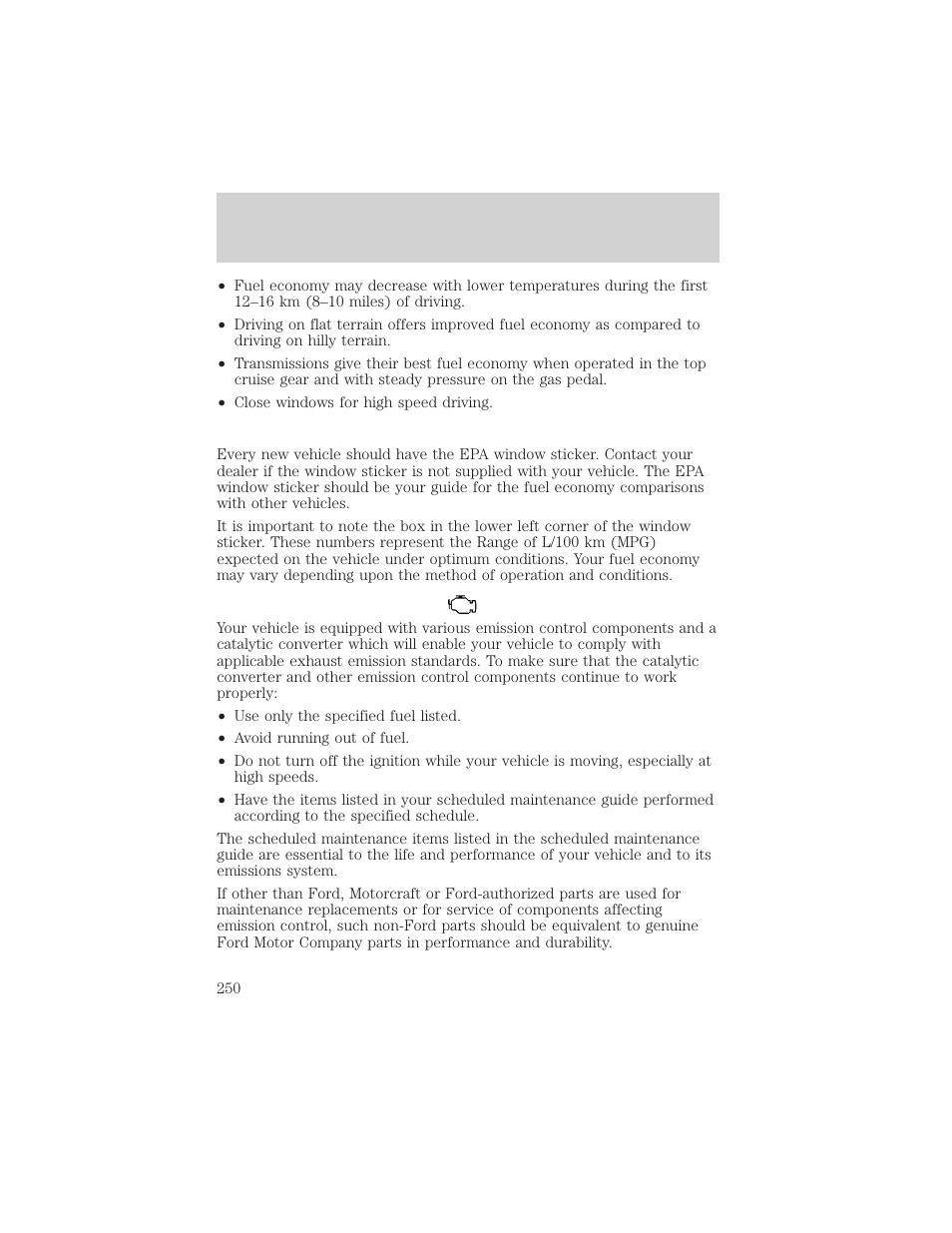 Maintenance and specifications | FORD 2002 Escape v.2 User Manual | Page 250 / 280