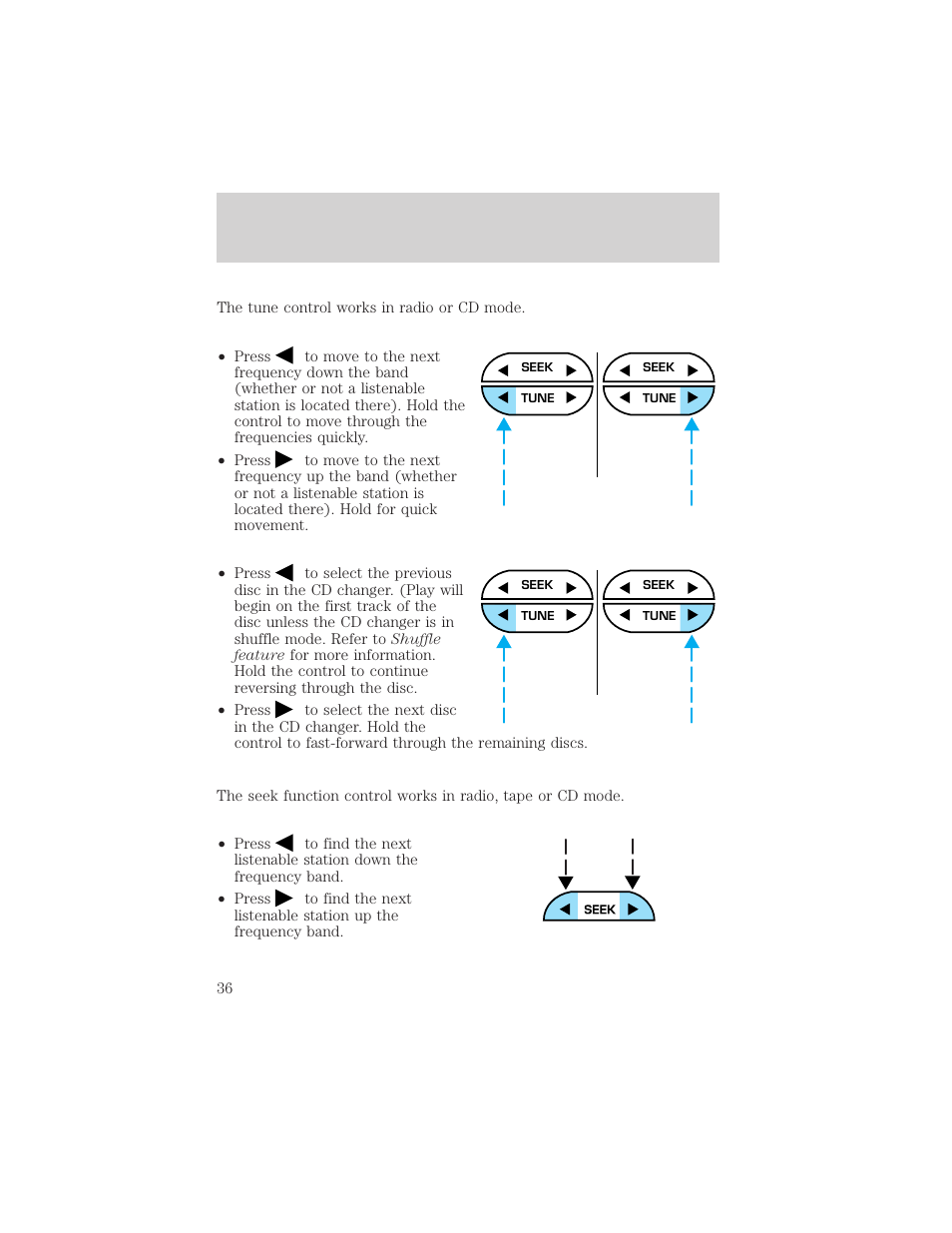 Entertainment systems | FORD 2002 Escape v.2 User Manual | Page 36 / 280