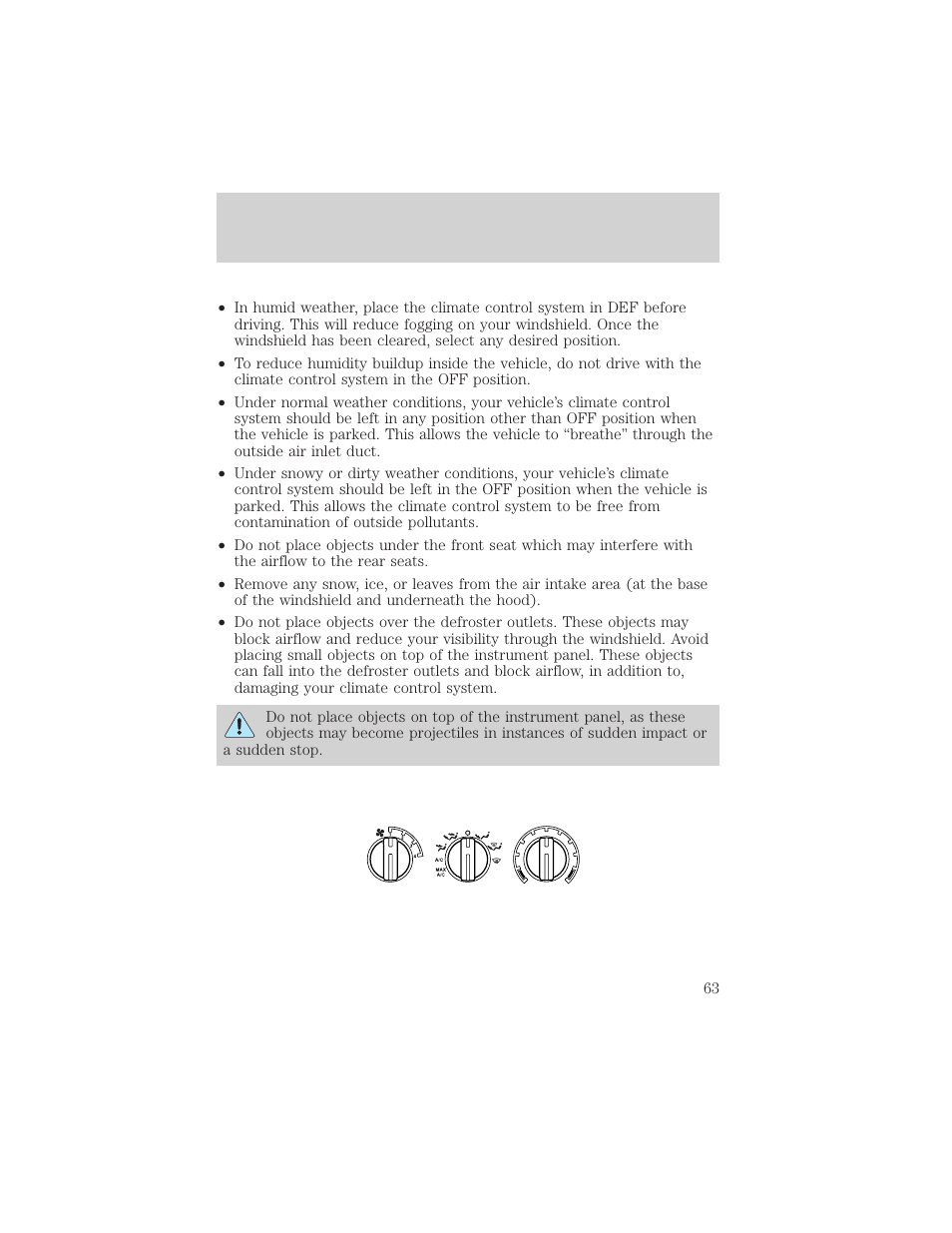 Climate controls | FORD 2002 Escape v.2 User Manual | Page 63 / 280