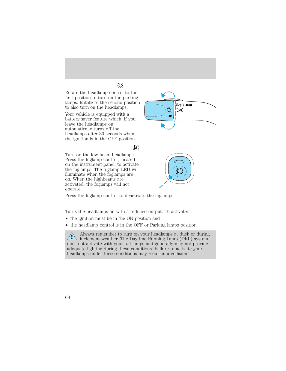 Lights | FORD 2002 Escape v.2 User Manual | Page 68 / 280