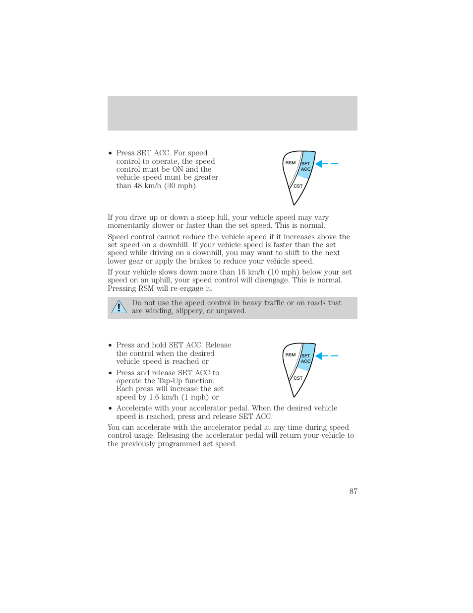 Driver controls | FORD 2002 Escape v.2 User Manual | Page 87 / 280