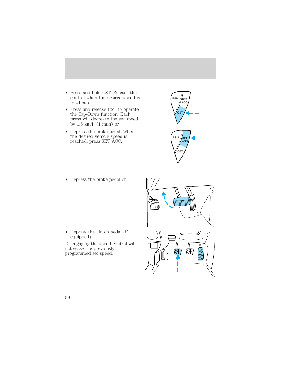 Driver controls | FORD 2002 Escape v.2 User Manual | Page 88 / 280