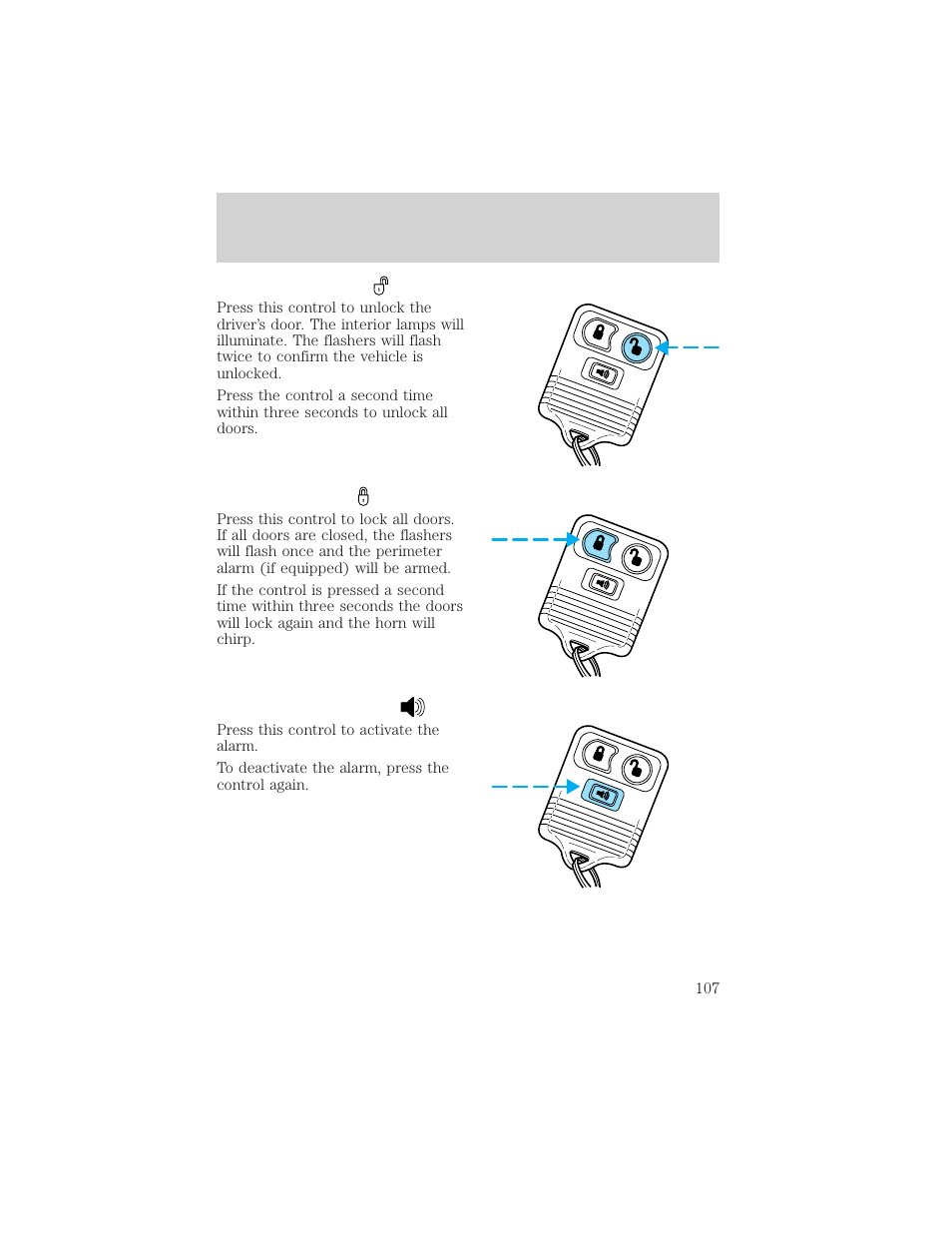 Locks and security | FORD 2002 Escape v.3 User Manual | Page 107 / 288