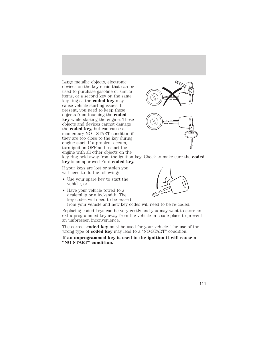 Locks and security | FORD 2002 Escape v.3 User Manual | Page 111 / 288