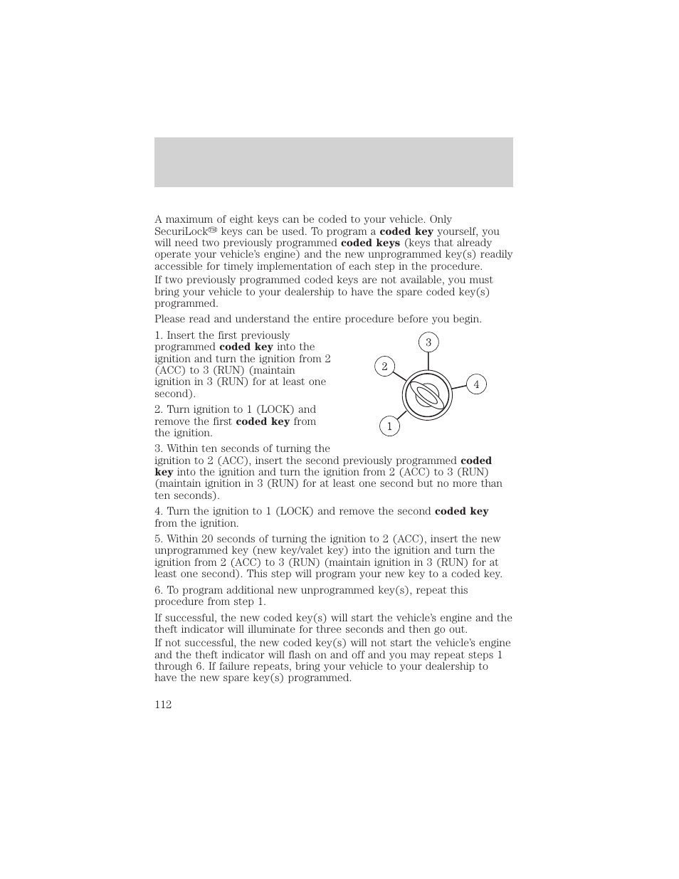 Locks and security | FORD 2002 Escape v.3 User Manual | Page 112 / 288