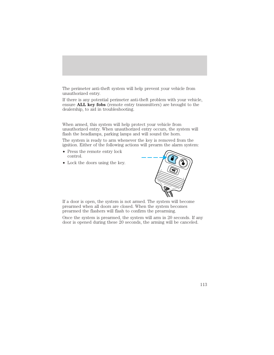 Locks and security | FORD 2002 Escape v.3 User Manual | Page 113 / 288