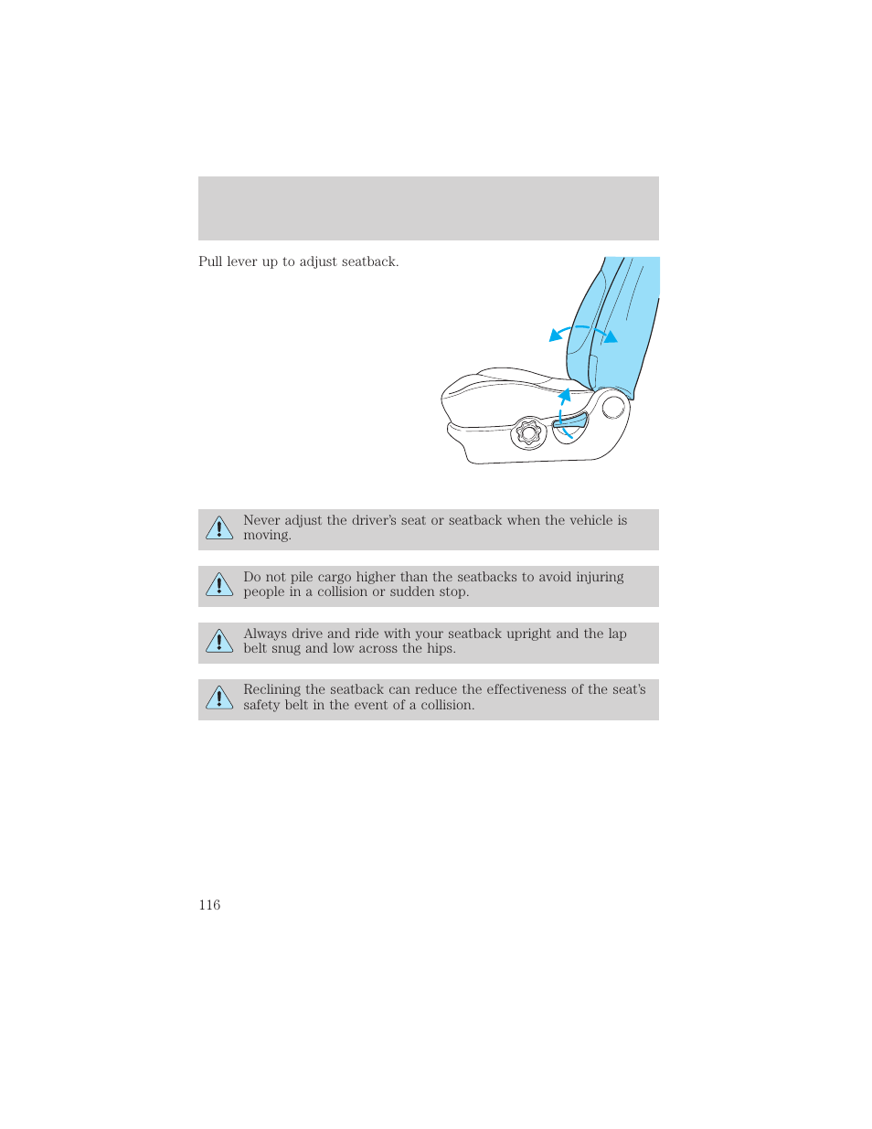 Seating and safety restraints | FORD 2002 Escape v.3 User Manual | Page 116 / 288