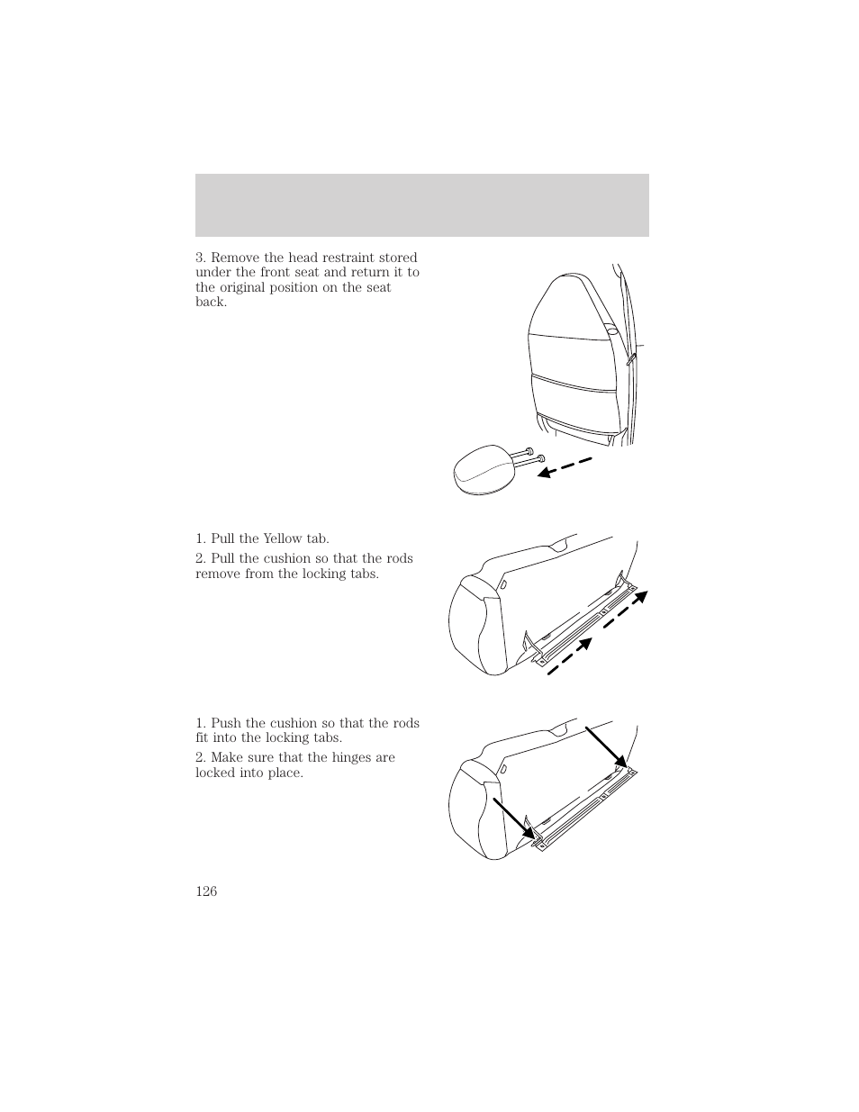 Seating and safety restraints | FORD 2002 Escape v.3 User Manual | Page 126 / 288