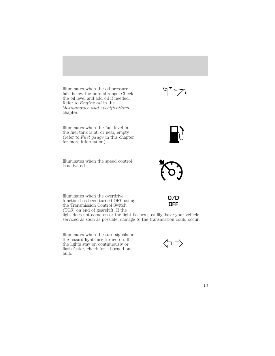 Instrument cluster | FORD 2002 Escape v.3 User Manual | Page 13 / 288