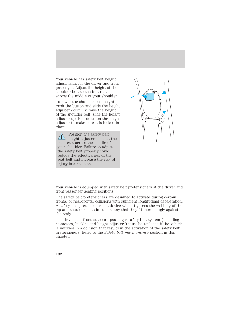 Seating and safety restraints | FORD 2002 Escape v.3 User Manual | Page 132 / 288