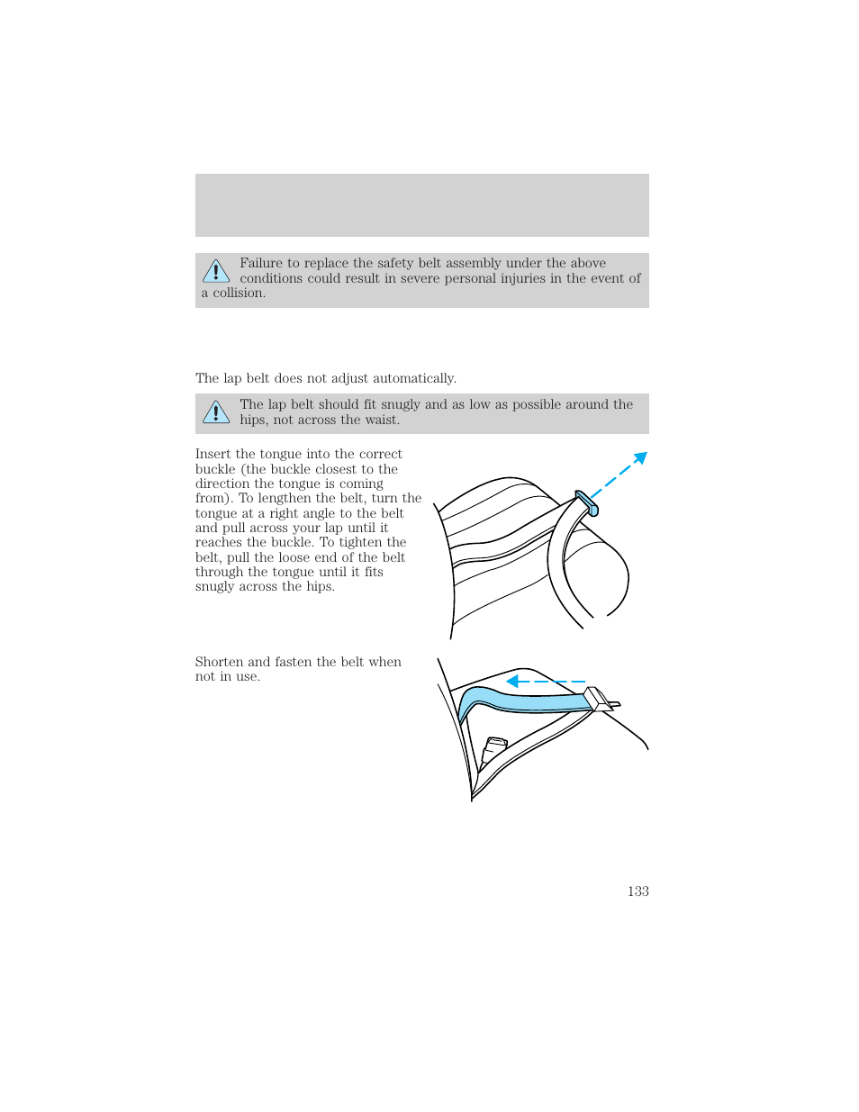 Seating and safety restraints | FORD 2002 Escape v.3 User Manual | Page 133 / 288