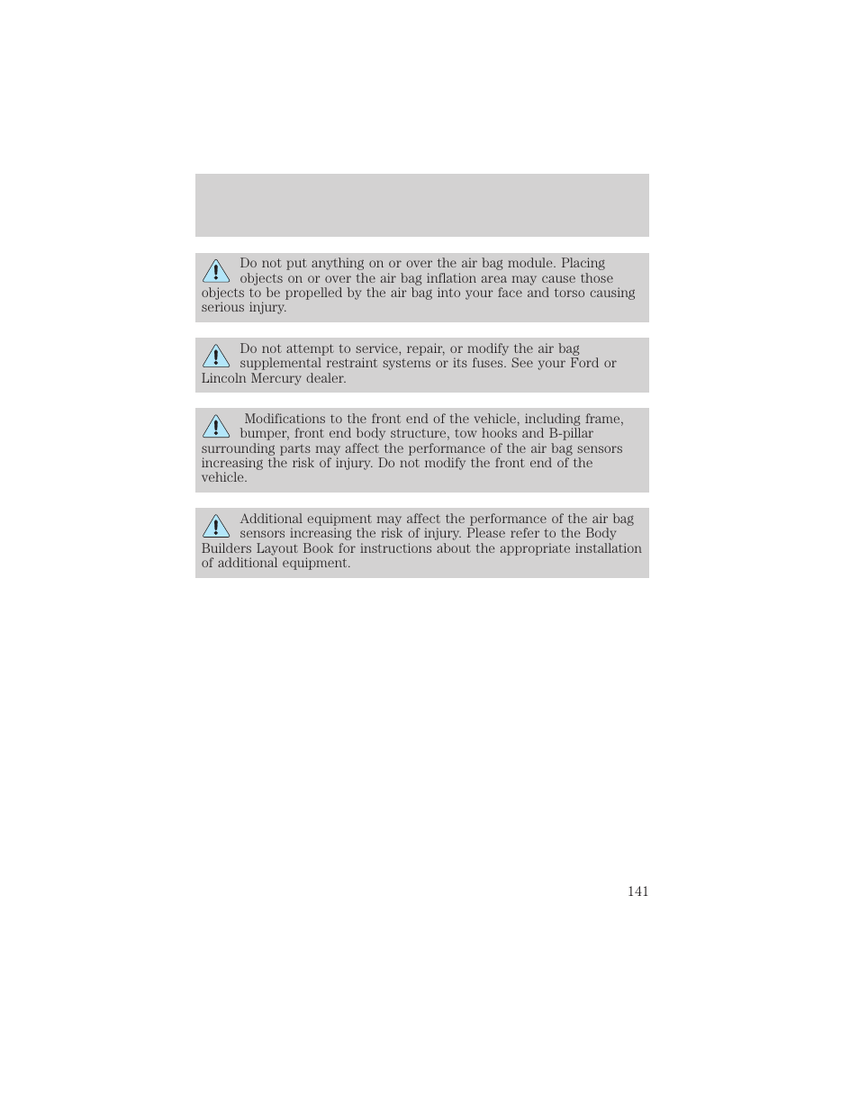 Seating and safety restraints | FORD 2002 Escape v.3 User Manual | Page 141 / 288