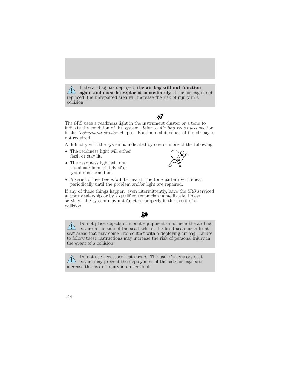 Seating and safety restraints | FORD 2002 Escape v.3 User Manual | Page 144 / 288