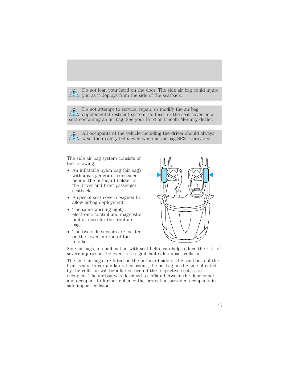 Seating and safety restraints | FORD 2002 Escape v.3 User Manual | Page 145 / 288