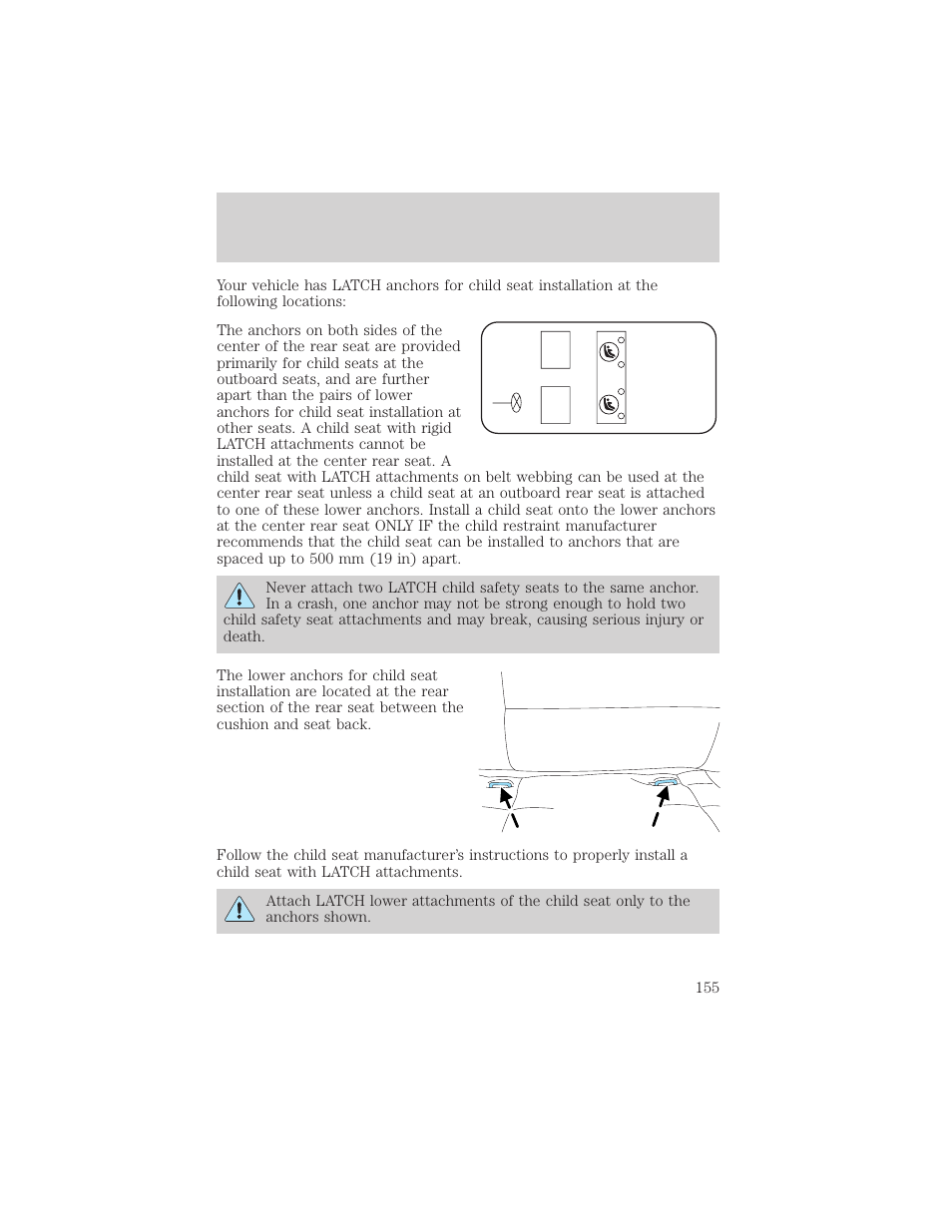 Seating and safety restraints | FORD 2002 Escape v.3 User Manual | Page 155 / 288