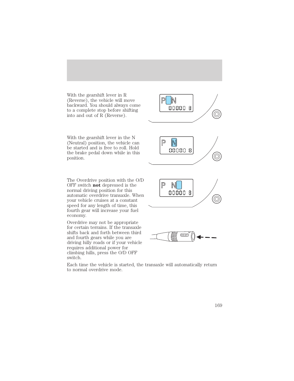 R d 2 1, Driving | FORD 2002 Escape v.3 User Manual | Page 169 / 288