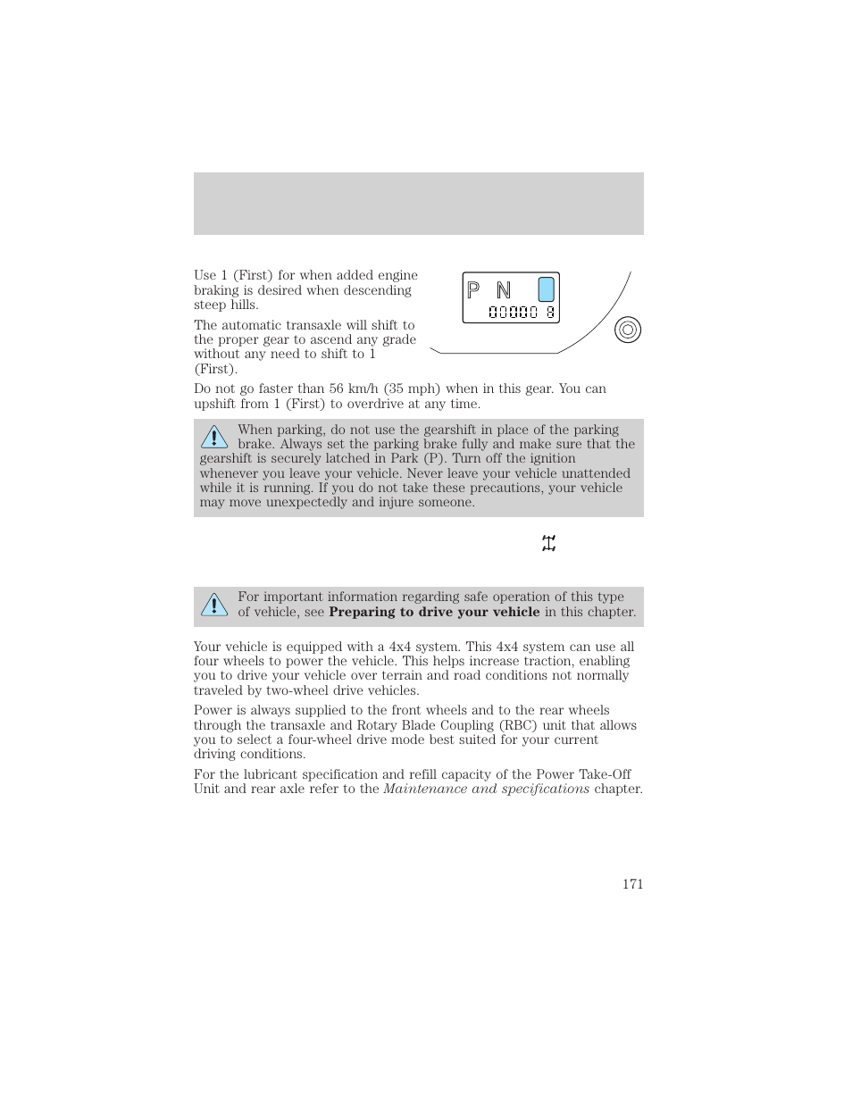 R d 2 1, Driving | FORD 2002 Escape v.3 User Manual | Page 171 / 288