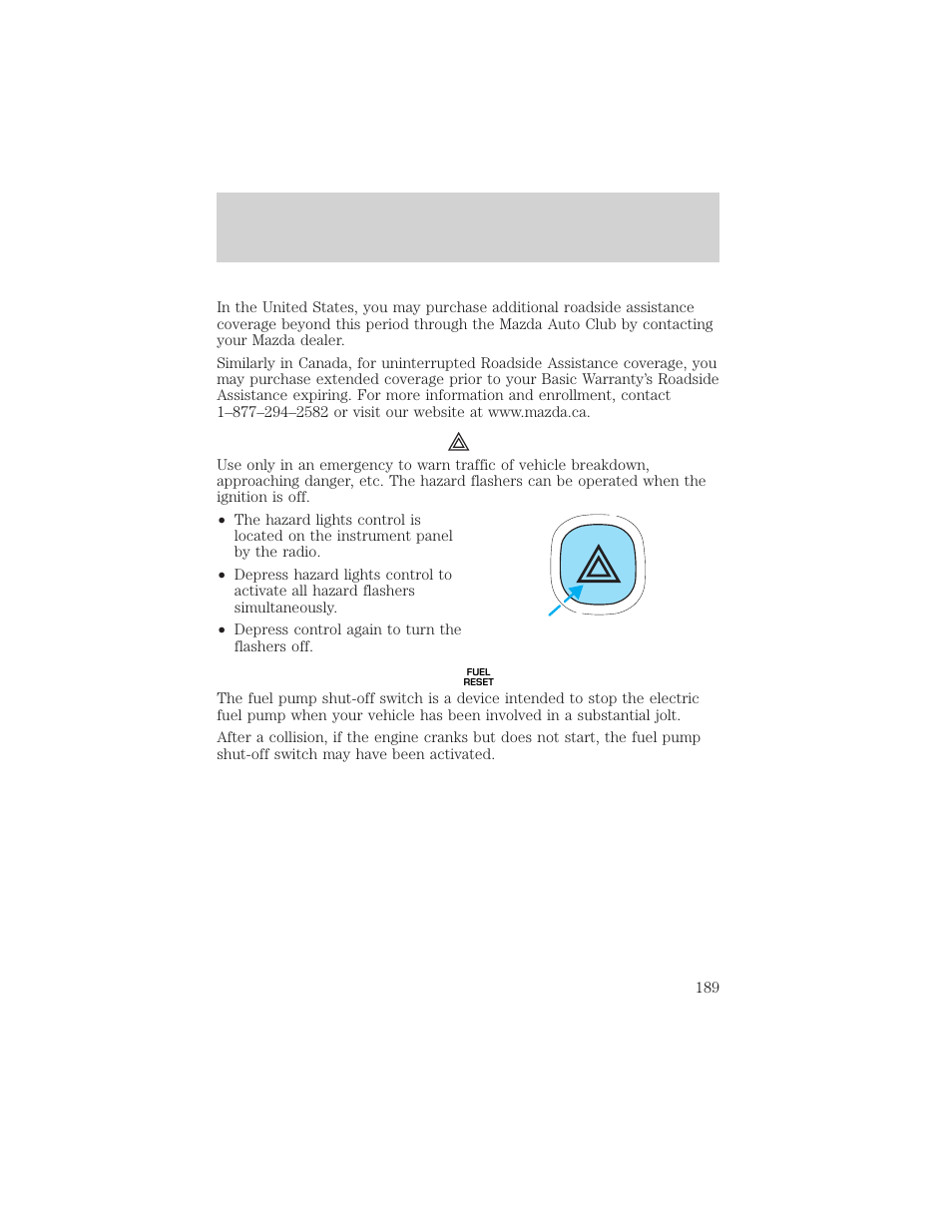 Roadside emergencies | FORD 2002 Escape v.3 User Manual | Page 189 / 288